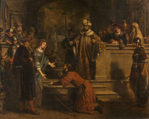 Gerbrand van den EECKHOUT (Amsterdam, 1621 - 1674) Pharaon rend à Abraham son épouse Sara (Gen.12,18-20)